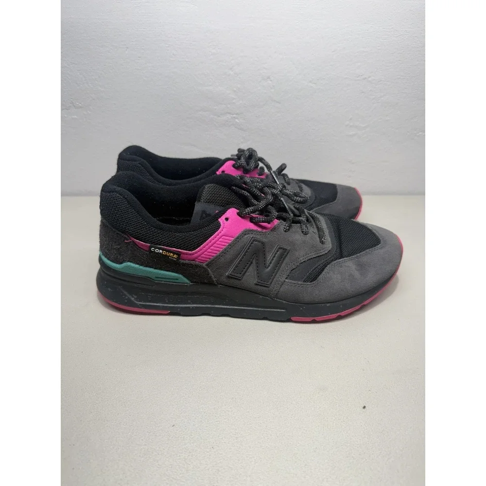 Women's Size 8.5 New Balance 997S Cordura Sneakers Black With Pink And Teal